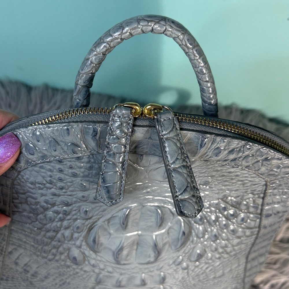 Brahmin Crocodile Embossed Gray /Blue Backpack - Picture 12 of 17